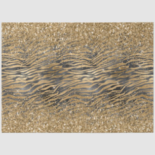 Gold Black Glitzy Glitter Sparkle Zebra Print Tissue Paper