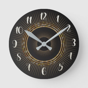 Gold & Black Gold Rays Modern Glam Art Custom Round Clock