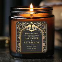 Gold Black Gothic Vampire Candle Product Label