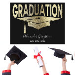 Gold Black Graduation Cap Save The Date Celebratio Postcard<br><div class="desc">Elegant gold and black graduation cap is perfect as a Save The Date,  Graduation Announcement or Graduation Party Invitation.  Celebrate your grads milestone achievement with family and friends. Congratulations to the graduate!</div>