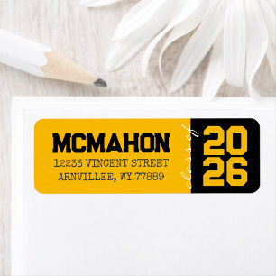 Gold & Black Graduation Return Address Labels