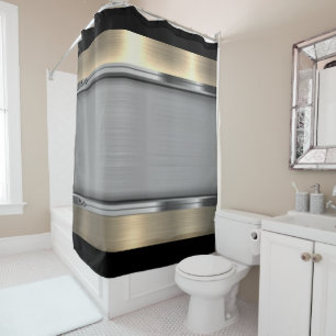 gold, black, grey shower curtain