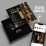 Gold Black Hair Salon Instagram Post Flyer Card<br><div class="desc">Promote your hair salon business with this elegant and modern Instagram post flyer. Featuring a stylish black and gold design, this template is perfect for showcasing your services and attracting new clients. The design includes space for your logo, contact information, and service prices, making it easy for potential clients to...</div>