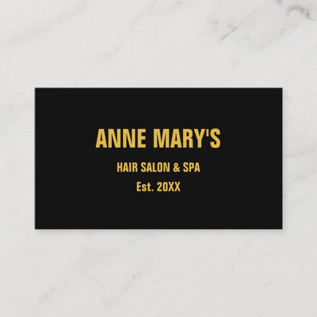 Gold Black Hair Salon Spa Makeup Modern Elegant Business Card (Front)