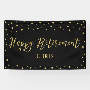 Gold & Black   Happy Retirement Party Banner