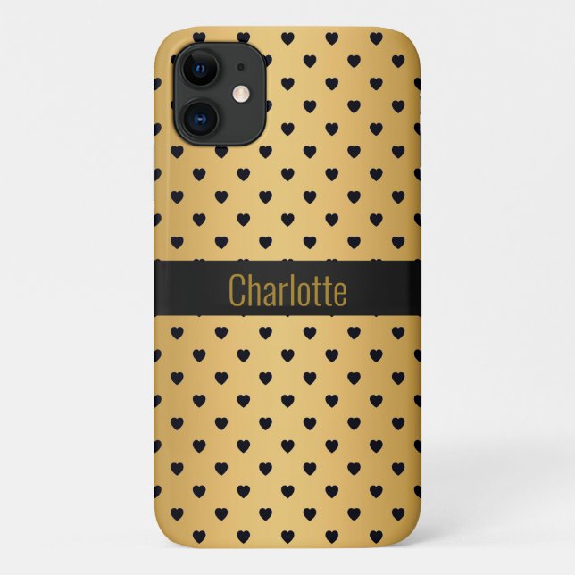 GOLD BLACK HEART PATTERN IPHONE customisable Case-Mate iPhone Case (Back)