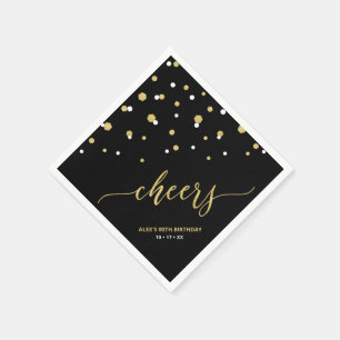Gold Black Hexagon Confetti Cheers Custom Party Na Napkin