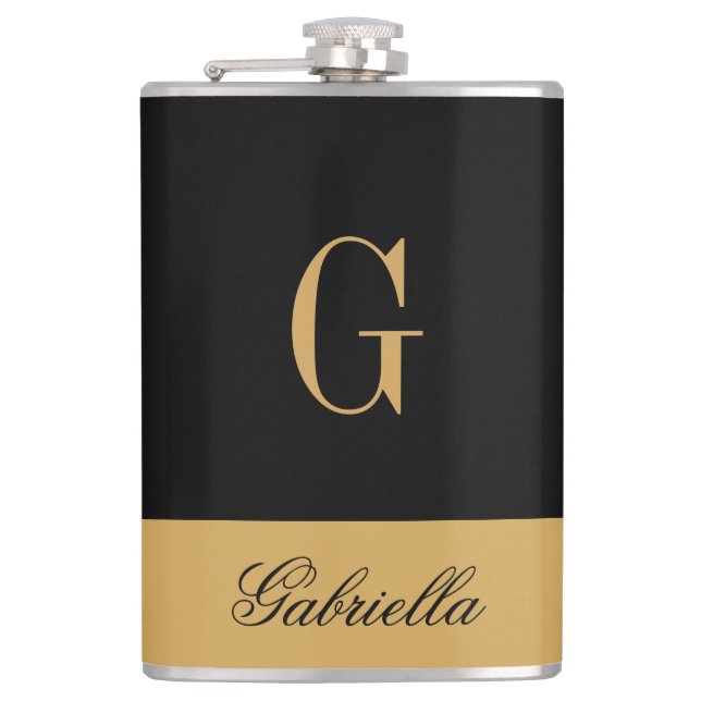 Gold Black Hip Flask (Front)