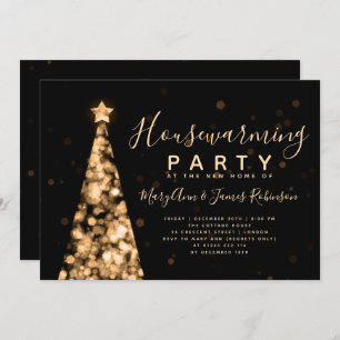 Gold Black Housewarming Party Christmas Holiday Invitation