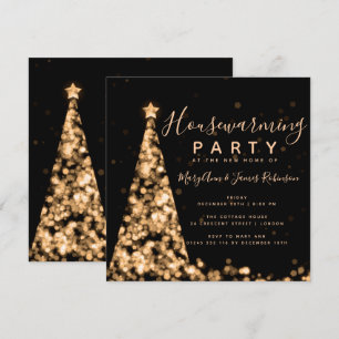 Gold & Black Housewarming Party Christmas Holidays Invitation