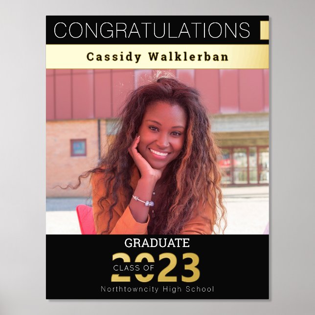 Gold Black Keepsake Photo Graduation Foil Prints (Front)