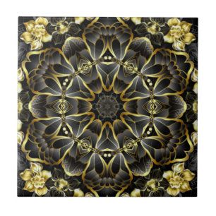 Gold/Black Kitchen Backsplash ~ Tuscan Colors ~ Ceramic Tile