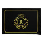 Gold Black Laurel Wreath Crown Monogram Royal
