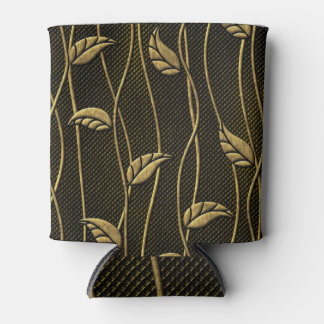 Gold & Black: Leaves 3D Texture. Can Cooler