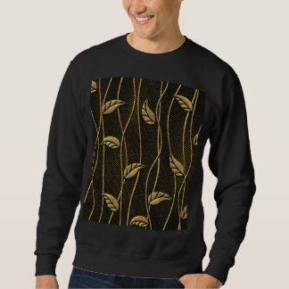 Gold & Black: Leaves 3D Texture. Sweatshirt