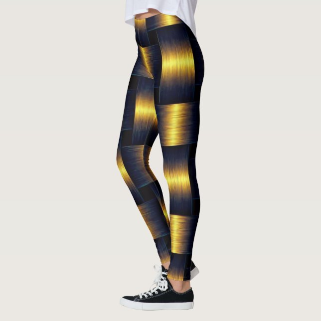 Gold Black Leggings with Golden Lattice (Left)