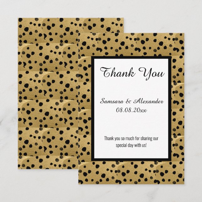 GOLD BLACK LEOPARD DESIGN THANKYOU CARD (Front/Back)