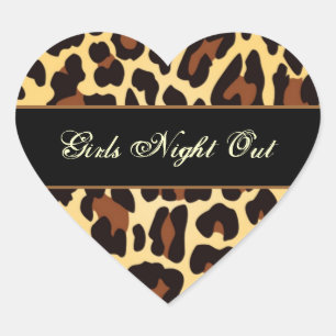 Gold Black Leopard Girls Night Out Party Heart Sticker
