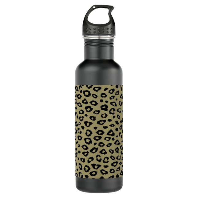 Gold Black Leopard Print 710 Ml Water Bottle (Front)