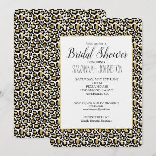 Gold Black Leopard Print Bridal Shower Invitation