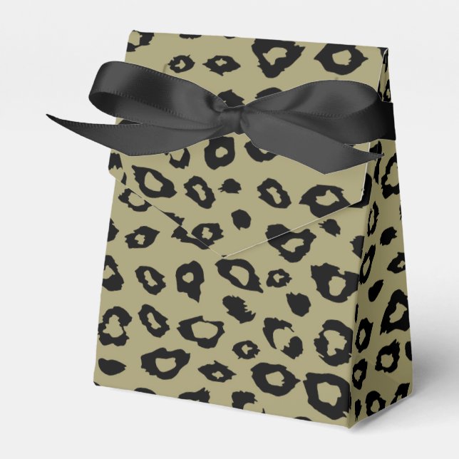 Gold Black Leopard Print Favour Box (Front Side)