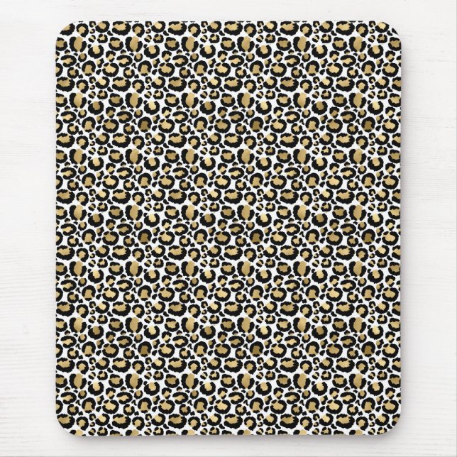Gold Black Leopard Print Mouse Pad (Front)
