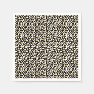 Gold Black Leopard Print Napkin