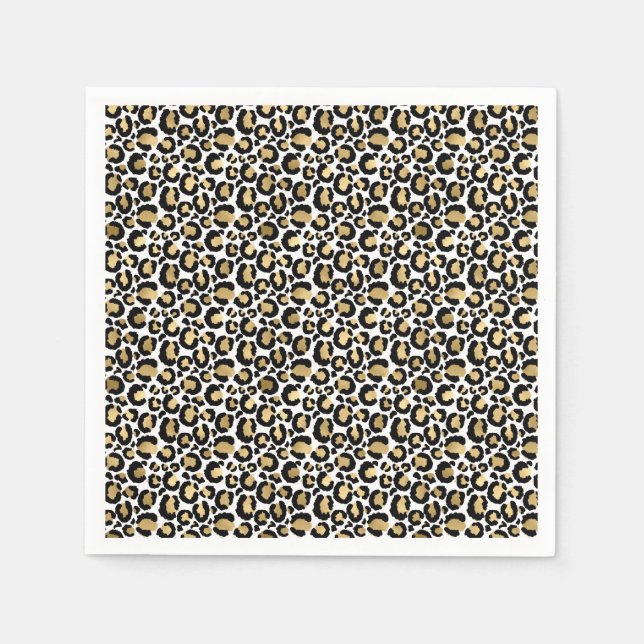 Gold Black Leopard Print Napkin (Front)