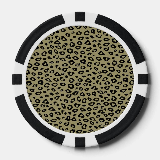 Gold Black Leopard Print Poker Chips (Front)