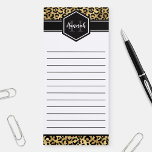 Gold Black Leopard Spots Monogram Magnetic Notepad<br><div class="desc">Chic gold and black leopard print magnetic notepad with a custom name and monogram template.  A cute and trendy safari animal print pattern background topped with your own bit of personalisation.</div>