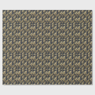 Gold & Black Luxurious Regal Damask Floral Pattern Wrapping Paper