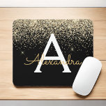 Gold Black Luxury Glitter Sparkle Monogram Mouse Pad<br><div class="desc">Gold and Black Sparkle Glitter Monogram Name Monogram Mousepad. This Mouse pad can be customised to include your initial and first or last name.</div>