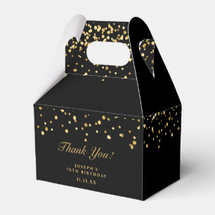 Gold & Black Luxury Thank You 70th Birthday Party Favour Box