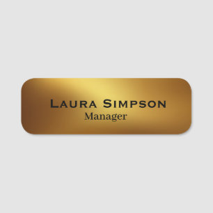 Gold Black Magnetic Pin Back Company Logo Name Tag