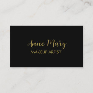 Gold Black Makeup Artist Salon Minimal Modern Business Card