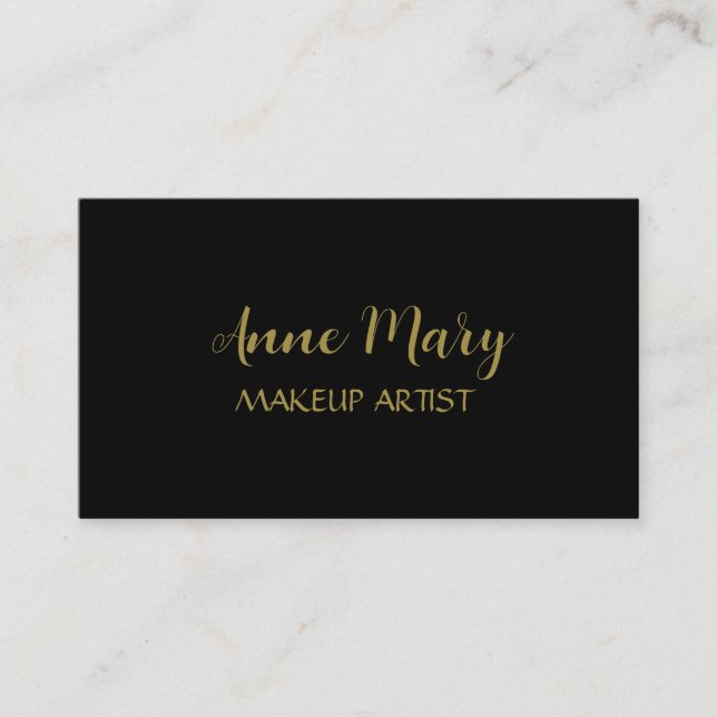 Gold Black Makeup Artist Salon Minimal Modern Business Card (Front)