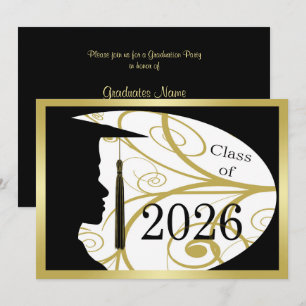 Gold/Black Man Silhouette 2026 Graduation Party Invitation