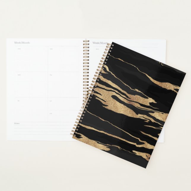Gold Black Marble Abstract Painting Planner (Display)