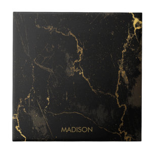Gold Black Marble Ceramic Tile