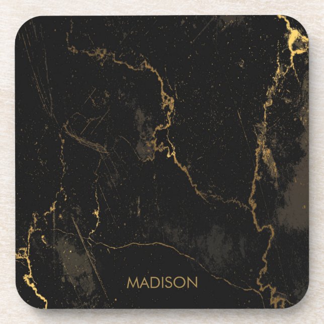 Gold Black Marble Coaster (Front)