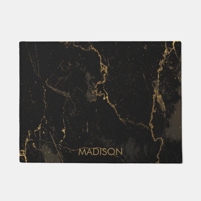 Gold Black Marble Doormat (Front)