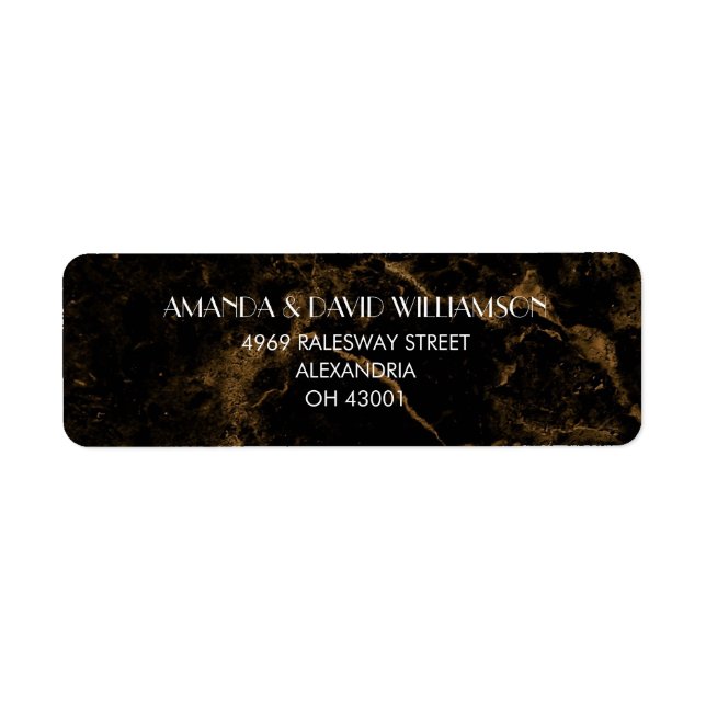 Gold Black Marble Elegant Address Return Address Label (Front)