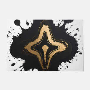 Gold Black Marble Fluid Abstract Luxury Doormat