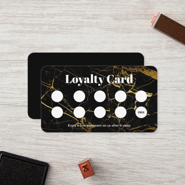 Gold Black Marble Make up artist Loyalty Card (Front/Back In Situ)