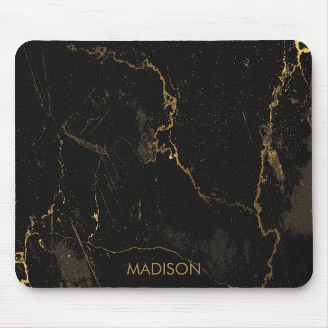 Gold Black Marble Mouse Pad (Front)