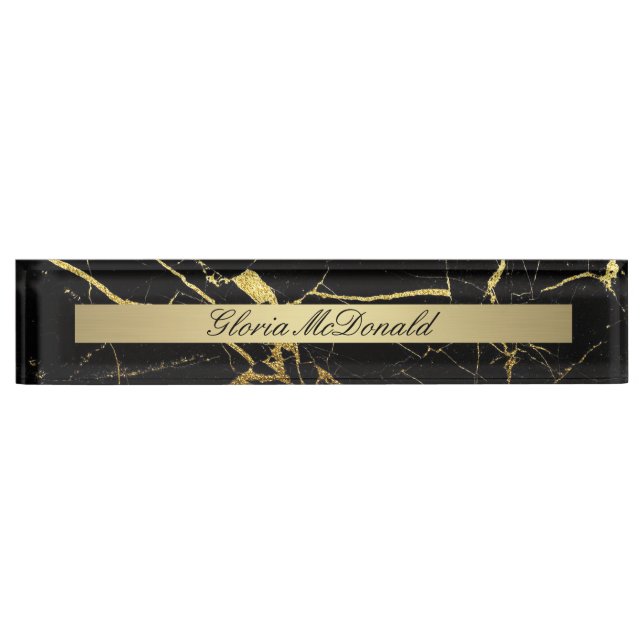 gold black marble nameplate (Front)