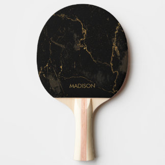 Gold Black Marble Ping Pong Paddle