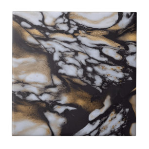 Gold Black Marble Stones Ceramic Tile
