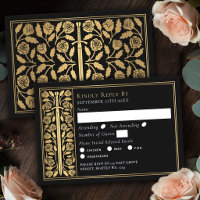 Gold Black Mediaeval Sword Wedding RSVP