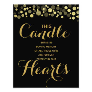 Gold & Black Memory candle sign for wedding